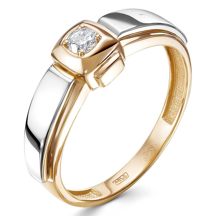 Кольцо, золото, бриллиант, красный, 01-0470